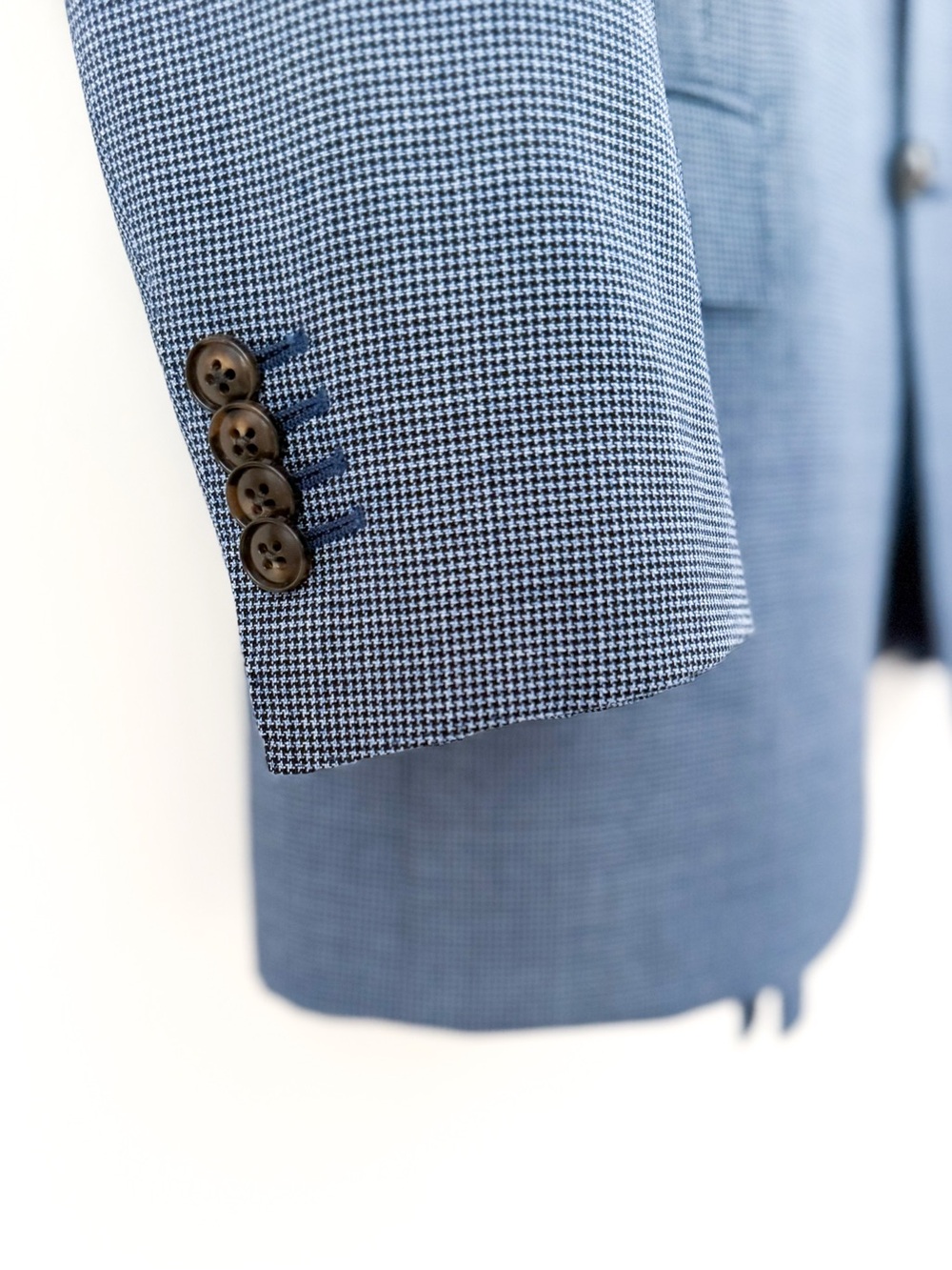 Suitsupply Sienna Italian Wool Suit "Rustic Tropical" Blue Men's 40R Houndstooth - Picture 9 of 15